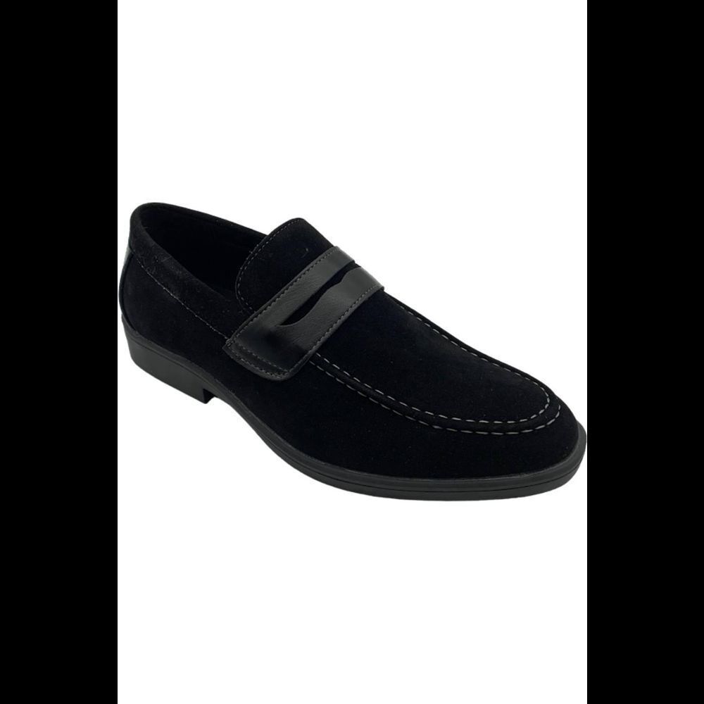 Men's Black Suede Slip-On Loafers